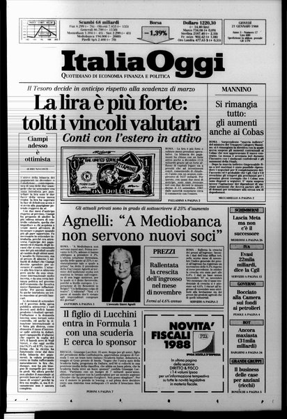 Italia oggi : quotidiano di economia finanza e politica